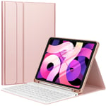 ZtotopCases Keyboard for New iPad Air 5th/4th Generation Case, Slim Detachable Wireless Bluetooth Keyboard for iPad Air 10.9 Inch 2022/2020, Rose Gold