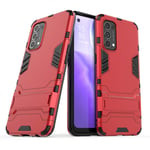 FTRONGRT Case for Oppo Find X3 Lite, Rugged and shockproof,with mobile phone holder, Cover for Oppo Find X3 Lite-Red
