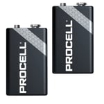 2 X DURACELL PROCELL 9V BLOCK REPLACES INDUSTRIAL PP3 ALKALINE BATTERIES MN1604