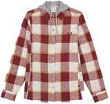 Dickies Women's Fleece Hooded Flannel Shirt Jacket, Fired Brick Camp Plaid, M