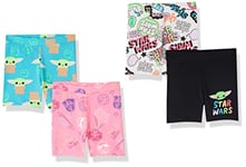 Amazon Essentials Disney | Marvel | Star Wars Girls' Bike Shorts-Discontinued Colours, Pack of 4, Neon/Star Wars Child, 4 Years
