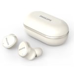 Philips TAT4556WH True Wireless Noise Cancelling In-Ear Headphones - White ANC - Remote Control and Microphone Compatible - IPX4 Splash & Sweat Resistant - Bluetooth 5.2 - Up to 6 Hours Battery Life / 21 Hours Total with Charging Case