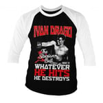 Hybris Ivan Drago - The Siberian Bull Baseball 3/4 Sleeve Tee (White-Black,XXL)