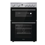 Hisense HDE3211BXUK 60cm Electric Cooker with Ceramic Hob - Brushed stainless steel -A+/A Rated Double Oven