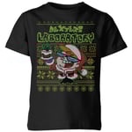 Dexter's Lab Pattern Kids' Christmas T-Shirt - Black - 7-8 Years