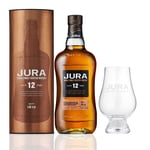 Jura 12 Year Old Single Malt Scotch Whisky 70cl & Branded Glencairn Glass NEW