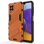 Liner Case for Samsung Galaxy M22 / Samsung Galaxy A22 4G, Ultra-thin Protective Silicone TPU Shockproof Hybrid Hard PC Back Cover for Samsung Galaxy M22, with Foldable Hidden Form Bracket - Orange