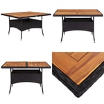 Matbord för trädgård svart konstrotting och massiv akacia - Matbord - Utebord - Home & Living