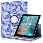 32nd Floral Series - Design PU Leather Book Folio Case Cover for Apple iPad 9.7" (2017) & iPad 9.7" (2018), Designer Flower Pattern Flip Case With Built In Stand - Iris Birds
