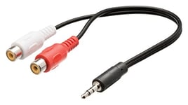 Valueline 0.20m 3.5mm Mâle vers 2x RCA Femelle Jack Stéréo Audio Câble Adaptateur - Noir