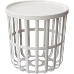 Round Coffee Table with Storage Basket Removable Tray 40x40cm Side Stool Modern
