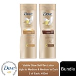 Dove Visible Glow Self-Tan Lotion Duo Light to Medium & Medium to Dark, 4x400ml