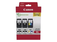 Canon PG-560XL x2/CL-561XL Multi Value Pack - Pack de 3 - à rendement élevé - noir, couleur (cyan, magenta, jaune) - original - boîte de suspension - cartouche d'encre - pour PIXMA TS5350, TS5351, TS5352, TS5353, TS7450