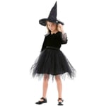 Child Girls Witch Fancy Dress Costume Kids Halloween School Black S