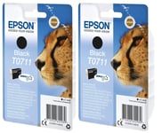 2 x Original Epson T0711 Twin Black Ink Cartridges T071140 for Stylus SX 100