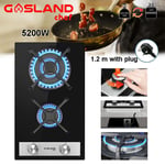 GASLAND Chef 30cm Glass Black Gas Cooktop 2 Burners Built in NG/LPG Stove Cooker