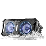 Gemini Sound SOSP8BLK Soundsplash Waterproof Floating Bluetooth Portable House Party Led Lightshow 420W Watts Rechargeable Battery Port Powered Wireless Dual 8" Inch Woofers Boombox Speakers