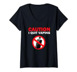 Womens Caution I quit Vaping V-Neck T-Shirt
