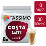 Tassimo Coffee Pods Costa Latte 10 Packs (Total 80 Drinks)