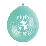 Unique Party 56039 - Ballons de Baudruche - 23 cm - Happy 5th Birthday - Assortiment de 10