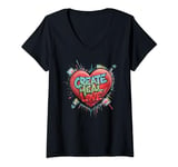 Womens Mental Health Matters Create Heal Love Grovy Art Therapy Mom V-Neck T-Shirt