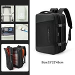 Infällbar Reseryggsäck Unisex bärbar datorväska Stor Duffelväska Damer Student Affärsresor USB laddning Black