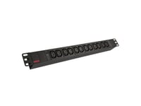 Roline 30.18.9006, 11 Ac-Utgångar, C13 Coupler, 250 V, 50 - 60 Hz, Svart, 44,4 Mm