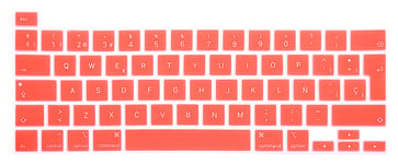 MMDW Spanish Language ESP Silicone Keyboard Cover Skin for MacBook Pro 16 2019 A2141 for MacBook New Pro 13.3 inch A2338 M1/A2251/A2289 with Touch Bar & Touch ID European Version(Coral Orange)