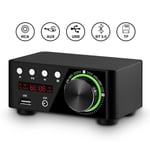 Bluetooth 5.0 Power Amplifier Usb Mini Music Player Stereo Home Black