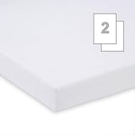 FabiMax 3540 Lot de 2 draps-Housses en éponge pour lit d'appoint et Berceau Blanc 90 x 40 cm