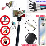 TELESCOPIC SELFIE STICK MONOPOD WIRED REMOTE MOBILE HOLDER FOR IPHONE 5 7 S PLUS