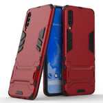 COOVY® Cover for Samsung Galaxy A71 SM-A715F/DS, SM-A715F/DSN bumper case, double layer plastic + TPU silicone, extra strong, anti-shock, stand function | red