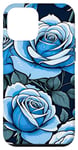 Coque pour iPhone 12 mini Belle rose bleue florale bleue fleurs roses bleues fleurs