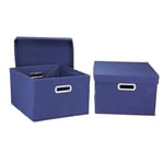 Household Essentials Boîtes de rangement en tissu avec couvercles et poignées, bleu