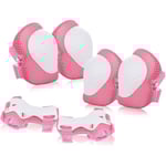 Barn Skate Pads 6 st Justerbara Barn Knäskydd Armbågsskydd Handledsskydd Skyddsutrustning Set för Cykling Rullskridskoåkning Scooter Pink