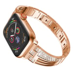 Apple Watch Series 3/2/1 42mm rhinestone décor stainless steel watch band - Rose Gold