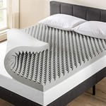 Best Price Mattress Surmatelas en Mousse à mémoire de Forme en Forme de Caisse à œufs de 10,2 cm avec Infusion de Charbon de Bambou, contrôle des odeurs et de l'humidité, certifié CertiPUR-US, lit