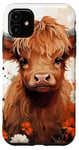 iPhone 11 Cute Baby Highland Cow with Flowers Calf Animal Spring Case
