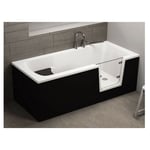 Azura Home Design - Baignoire à porte adelaide noir 160/170/180x75/80x54 cm - Dimensions: 160cm