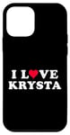 Coque pour iPhone 12 mini J'aime Krysta, nom correspondant à la petite amie et au petit ami Krysta