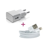 Cable Micro Usb+ Chargeur Secteur 2a Pour Iphone 5/6/6+/7/7+ Blanc