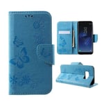 Butterfly läder Samsung Galaxy S8 fodral - Blå Blå