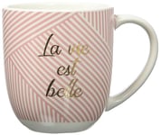 DRAEGER PARIS | Mug rose en céramique "La vie est belle" | Idée Cadeau Personnalisé pour Amie, Anniversaire, Fête, Famille | Mug original avec coffret Cadeau