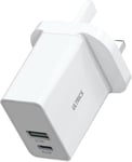 Fast Charger Adapter PD USB C Plug 33W QC3 Galaxy S23 iPhone 14 15 Pro Max UK