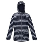 Regatta Womens Waterproof Jacket Bayletta Full Zip Hooded Rain Coat, Navy/WhitStr, 14 EU