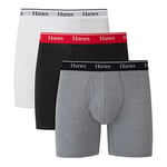 Hanes Men's Originals Boxer Briefs & Trunks, Stretch Cotton Moisture-Wicking Underwear, Modern Fit Low Rise, Multipacks, White, Black, Concrete Heather, M (Pack of 3)