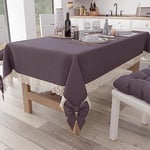 PETTI Artigiani Italiani - Nappe Rectangulaire Tissu avec Dentelle de Saint-Gall, Nappes de Table en Coton 6 Places, 140x180 cm, Violet, Accessoires De Cuisine 100% Made in Italy