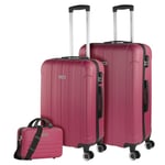 ITACA - SHard Shell Suitcase Set of 2-4 Wheel ABS Luggage Sets 3 Piece with Combination Lock - Resistant and Lightweight Hard Suitcase Set in Medium and Large 771116B, Strawberry