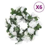 Julkransar med blommor 6 st vit 240 cm