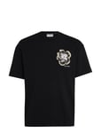 Embroidered Night Flower T-Shirt Tops T-shirts Short-sleeved Black Calvin Klein